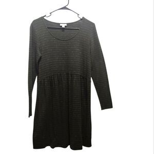 J Jill Pure Jill Heather Green Striped Long Sleeve Baby Doll Tunic Dress Small